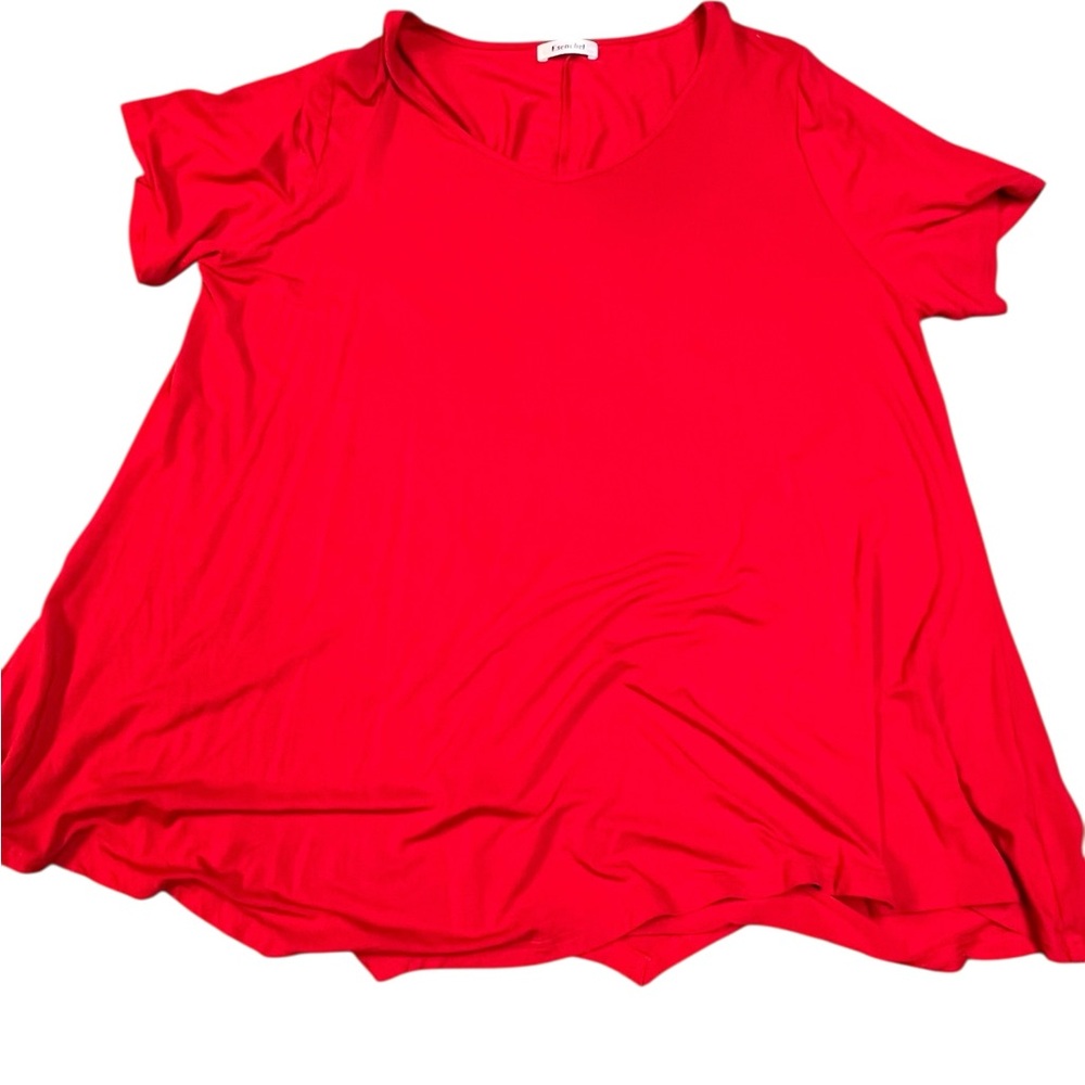 Esenchel Women’s Red Short Sleeve Flowy Top 3X Plus Soft Stretch Blouse